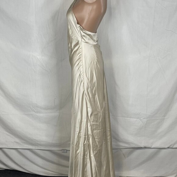 NEW ANTHROPOLOGIE X BHLDN Selma Halter Neck Satin Maxi Dress |Size S| Champagne - Picture 4 of 9